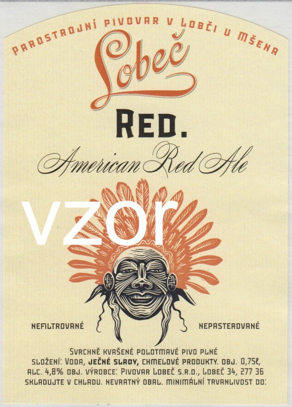 Etiketa Lobeč Red 0,75 l - Plast 2022 - Pivovar Lobeč