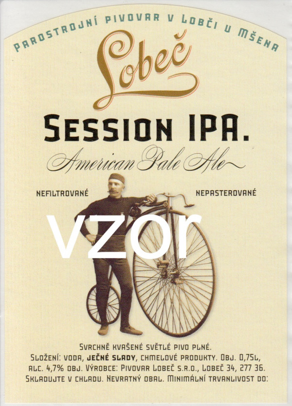 Etiketa Lobeč Session IPA 0,75 l - Plast 2022 - Pivovar Lobeč