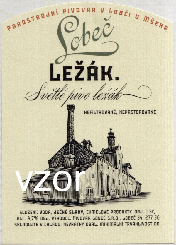 Etiketa Lobeč Ležák 1,50 - Pivovar Lobeč