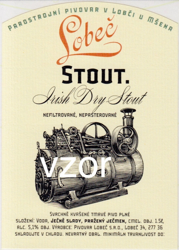 Etiketa Lobeč Stout 1,5 - Pivovar Lobeč
