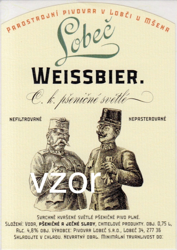 Etiketa Lobeč Weissbier 0,75 - Pivovar Lobeč