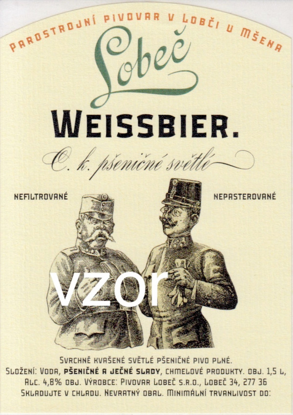 Etiketa Lobeč Weissbier 1,5 - Pivovar Lobeč