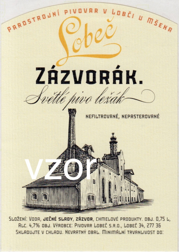 Etiketa Lobeč Zázvorák 0,75 - Pivovar Lobeč