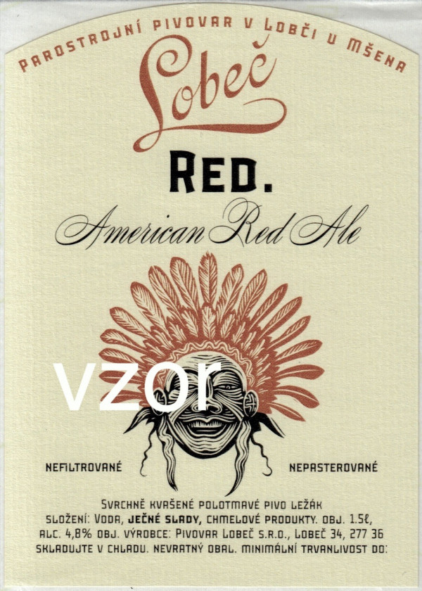 Etiketa Lobeč Red 1,5 - Pivovar Lobeč